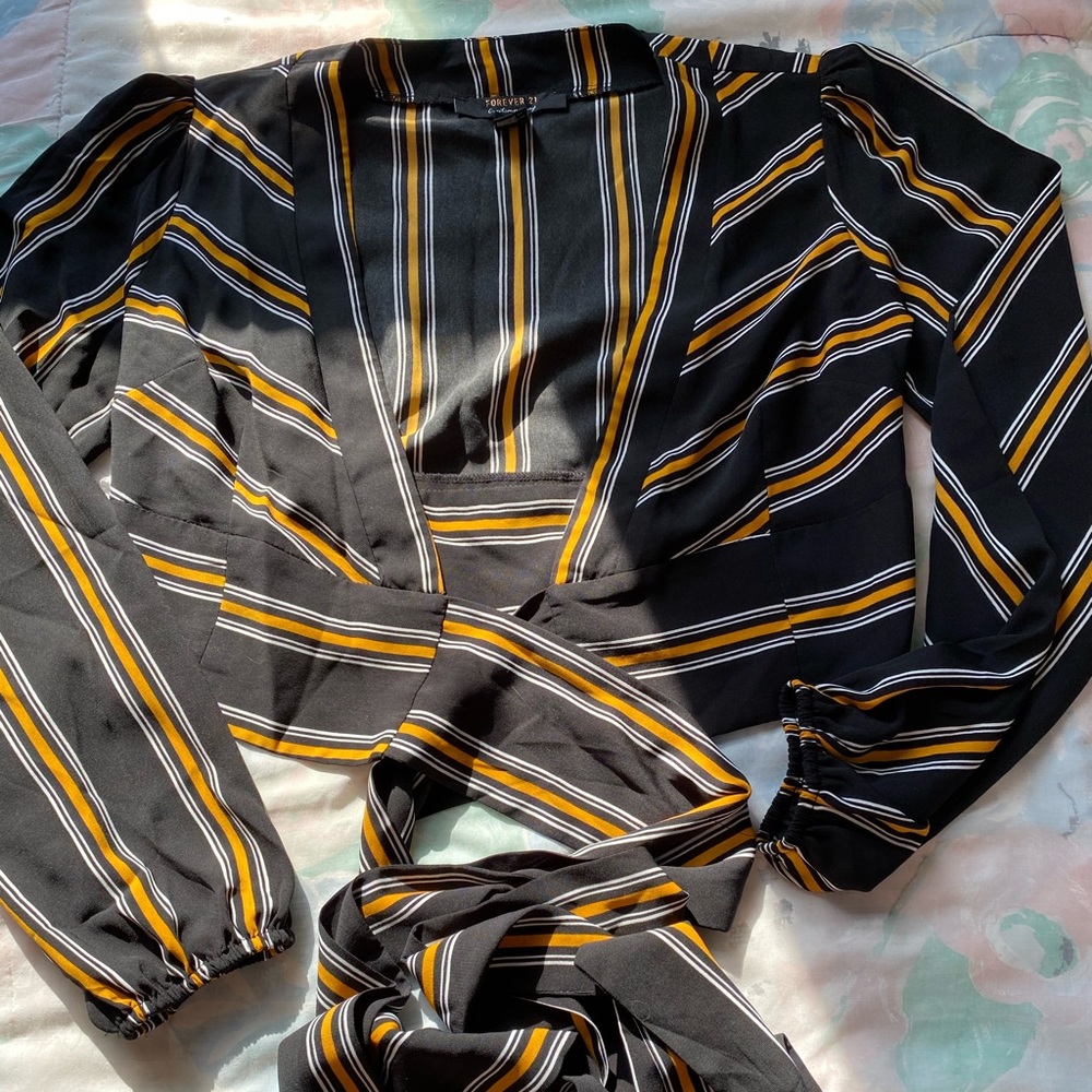 Plunging striped crop top